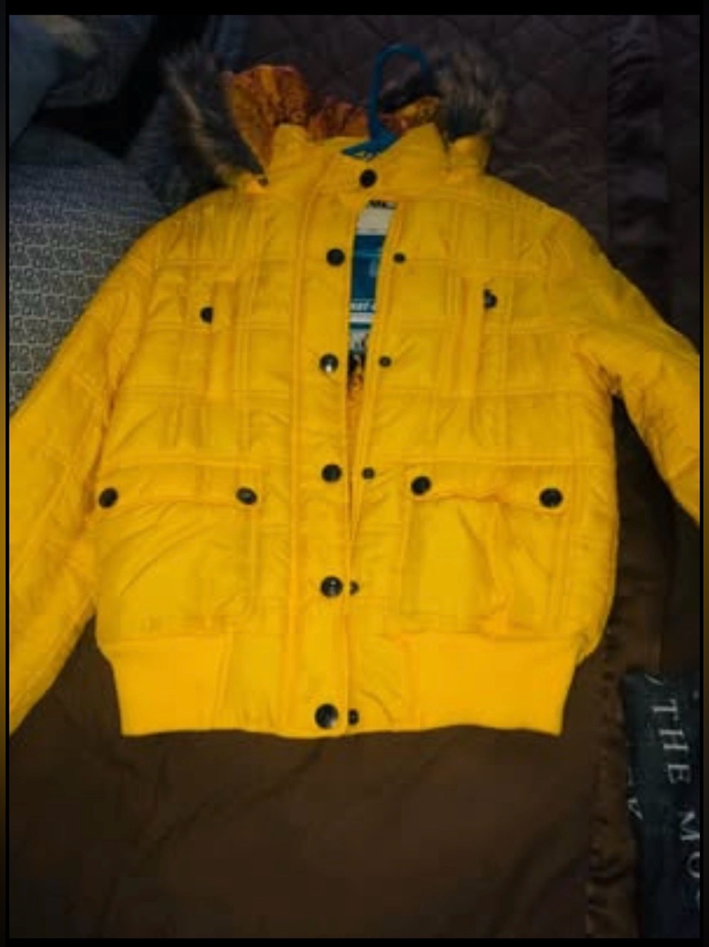 Dollhouse Bright Yellow Puffer Jacket with Faux Fur Trim